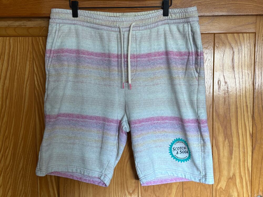 Scotch & Soda Pastel Melange Striped Sweat Shorts XL